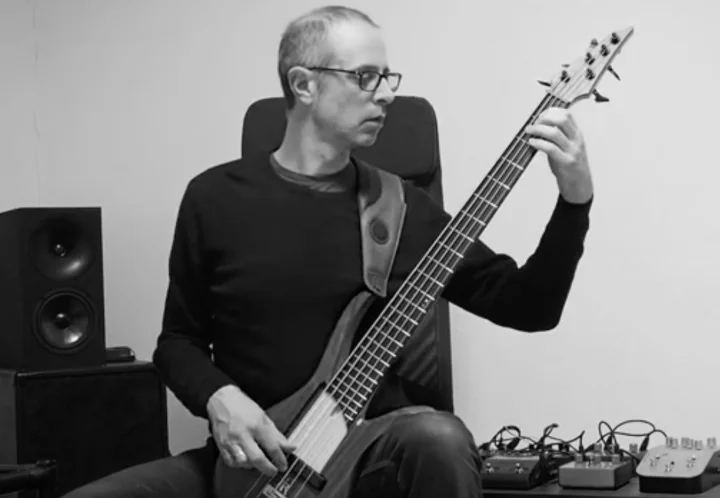 The author playing bass